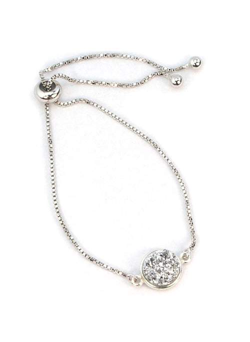 Addison Druzy Adjustable Bracelet in Silver