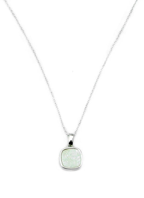 Christy Square Druzy Necklace in Silver