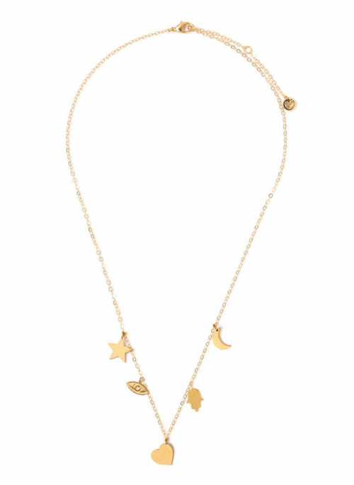 Lucky & Heart chain Necklace Gold