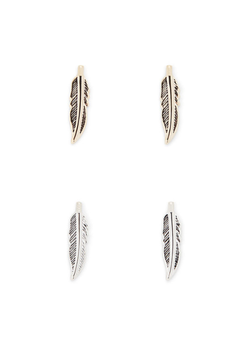 Feather Stud 2pc Earring Set