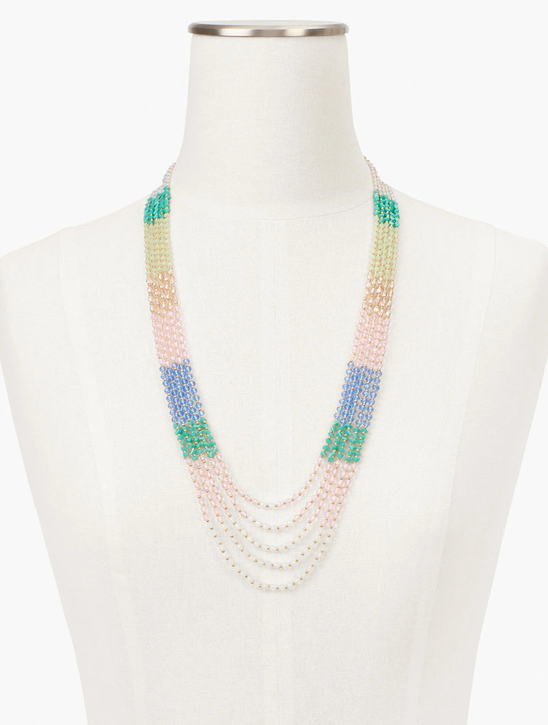 Pastel Multistrand Beaded Necklace with Gold Accents