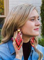 Anitha Beaded Earrings in Red