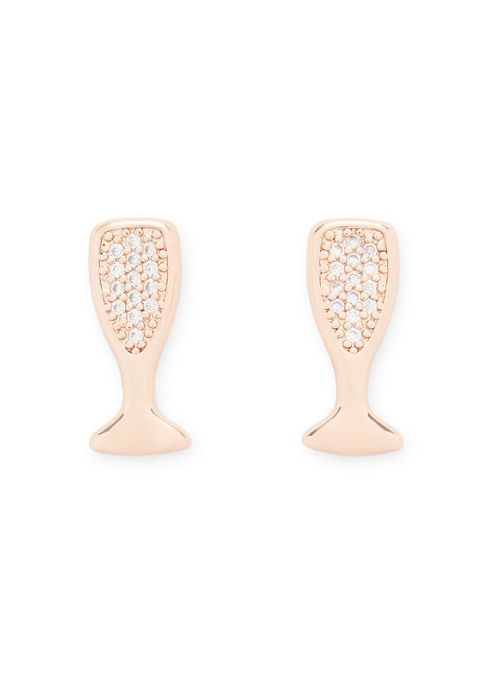 Champagne Stud Earrings Rose Gold