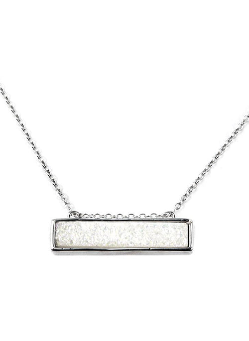 Bethany Druzy Bar Necklace in Silver
