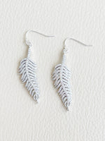 Abigail Pave Feather Earrings-Silver