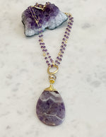 Amethyst 5 Way Convertible Necklace with Genuine stones