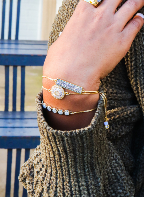 Small  Harper Crystal Adjustable Bracelet in Gold