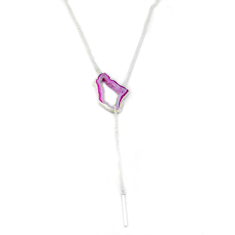 Agate Silver Lariat necklace