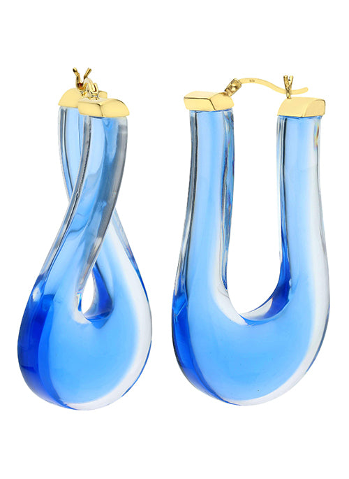 Large Twisted Lucite Hoops in Blue - Gifting Brands
