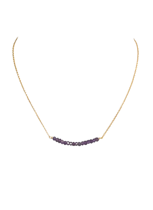 Amethyst Bead Necklace Gold - February Birthstone - Gifting Brands